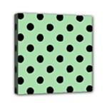 Polka Dots - Black on Celadon Green Mini Canvas 6  x 6  (Stretched)