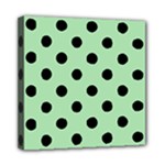 Polka Dots - Black on Celadon Green Mini Canvas 8  x 8  (Stretched)