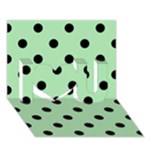 Polka Dots - Black on Celadon Green I Love You 3D Greeting Card (7x5)