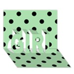 Polka Dots - Black on Celadon Green GIRL 3D Greeting Card (7x5)