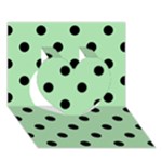 Polka Dots - Black on Celadon Green Heart 3D Greeting Card (7x5)