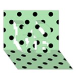 Polka Dots - Black on Celadon Green LOVE 3D Greeting Card (7x5)
