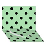 Polka Dots - Black on Celadon Green Heart Bottom 3D Greeting Card (7x5)