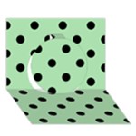 Polka Dots - Black on Celadon Green Circle 3D Greeting Card (7x5)