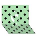 Polka Dots - Black on Celadon Green Ribbon 3D Greeting Card (7x5)