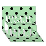 Polka Dots - Black on Celadon Green WORK HARD 3D Greeting Card (7x5)