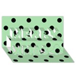 Polka Dots - Black on Celadon Green Merry Xmas 3D Greeting Card (8x4)