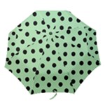 Polka Dots - Black on Celadon Green Folding Umbrella