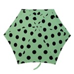 Polka Dots - Black on Celadon Green Mini Umbrella