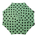 Polka Dots - Black on Celadon Green Golf Umbrella