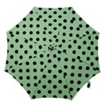 Polka Dots - Black on Celadon Green Hook Handle Umbrella (Medium)