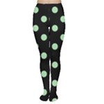 Polka Dots - Celadon Green on Black Women s Tights