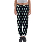 Polka Dots - Celadon Green on Black Women s Jogger Sweatpants