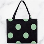 Polka Dots - Celadon Green on Black Mini Tote Bag