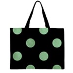 Polka Dots - Celadon Green on Black Zipper Mini Tote Bag