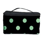 Polka Dots - Celadon Green on Black Cosmetic Storage Case