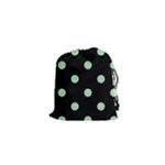 Polka Dots - Celadon Green on Black Drawstring Pouch (XS)
