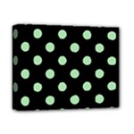 Polka Dots - Celadon Green on Black Deluxe Canvas 14  x 11  (Stretched)