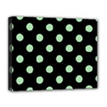 Polka Dots - Celadon Green on Black Deluxe Canvas 20  x 16  (Stretched)