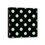 Polka Dots - Celadon Green on Black Mini Canvas 4  x 4  (Stretched)