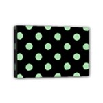 Polka Dots - Celadon Green on Black Mini Canvas 6  x 4  (Stretched)
