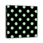 Polka Dots - Celadon Green on Black Mini Canvas 6  x 6  (Stretched)