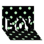 Polka Dots - Celadon Green on Black BOY 3D Greeting Card (7x5)