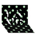 Polka Dots - Celadon Green on Black LOVE 3D Greeting Card (7x5)