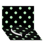 Polka Dots - Celadon Green on Black Circle Bottom 3D Greeting Card (7x5)