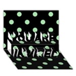 Polka Dots - Celadon Green on Black YOU ARE INVITED 3D Greeting Card (7x5)
