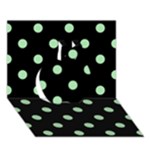 Polka Dots - Celadon Green on Black Apple 3D Greeting Card (7x5)