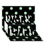 Polka Dots - Celadon Green on Black WORK HARD 3D Greeting Card (7x5)
