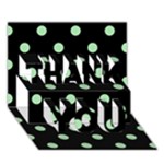 Polka Dots - Celadon Green on Black THANK YOU 3D Greeting Card (7x5)