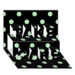 Polka Dots - Celadon Green on Black TAKE CARE 3D Greeting Card (7x5)