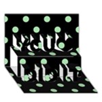 Polka Dots - Celadon Green on Black You Did It 3D Greeting Card (7x5)