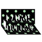 Polka Dots - Celadon Green on Black Laugh Live Love 3D Greeting Card (8x4)
