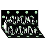 Polka Dots - Celadon Green on Black Congrats Graduate 3D Greeting Card (8x4)