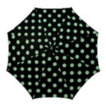 Polka Dots - Celadon Green on Black Golf Umbrella