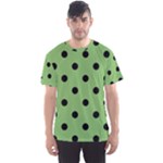 Polka Dots - Black on Dollar Bill Green Men s Sport Mesh Tee