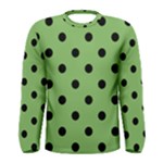 Polka Dots - Black on Dollar Bill Green Men s Long Sleeve T-shirt