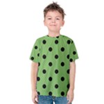 Polka Dots - Black on Dollar Bill Green Kid s Cotton Tee