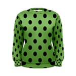 Polka Dots - Black on Dollar Bill Green Women s Sweatshirt