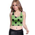 Polka Dots - Black on Dollar Bill Green Racer Back Crop Top