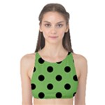 Polka Dots - Black on Dollar Bill Green Tank Bikini Top