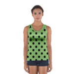 Polka Dots - Black on Dollar Bill Green Women s Sport Tank Top