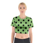 Polka Dots - Black on Dollar Bill Green Cotton Crop Top