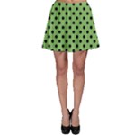 Polka Dots - Black on Dollar Bill Green Skater Skirt