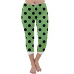 Polka Dots - Black on Dollar Bill Green Capri Winter Leggings