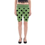 Polka Dots - Black on Dollar Bill Green Yoga Cropped Leggings