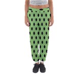 Polka Dots - Black on Dollar Bill Green Women s Jogger Sweatpants